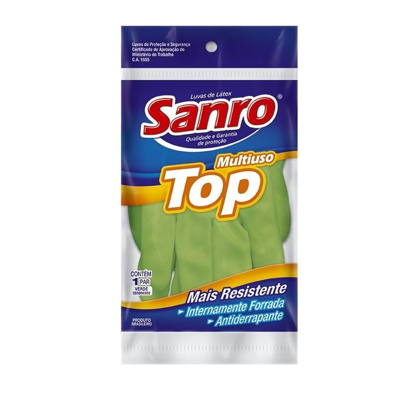 Luva de Látex Verde G Sanro Top