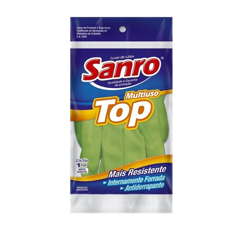 Luva de Látex Verde P Sanro Top