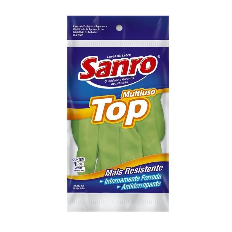 Luva de Látex Verde XG Sanro Top