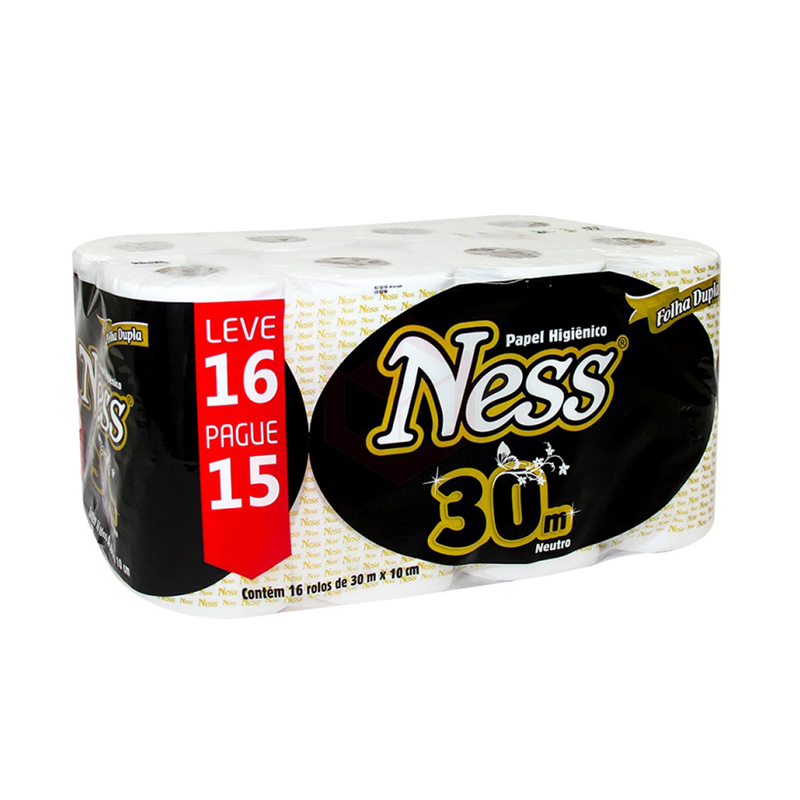 Papel Higiênico Ness Folha Dupla 16x30m com Alça