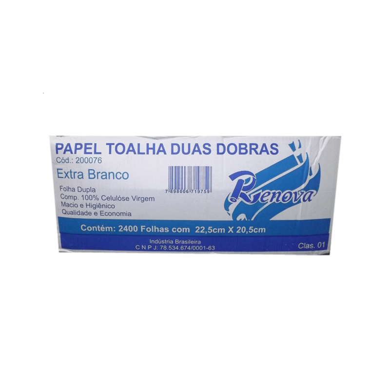 Papel Interfolha Extra Luxo Caixa com 2.400 Folhas Duplas Renova