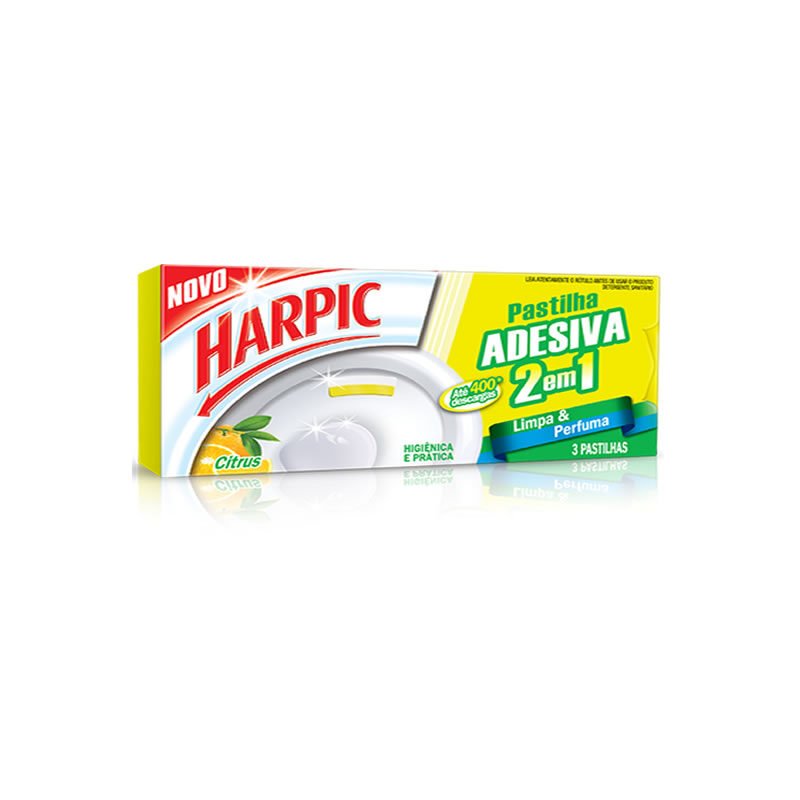 Pastilha Adesiva Harpic com 3 Unidades Citrus