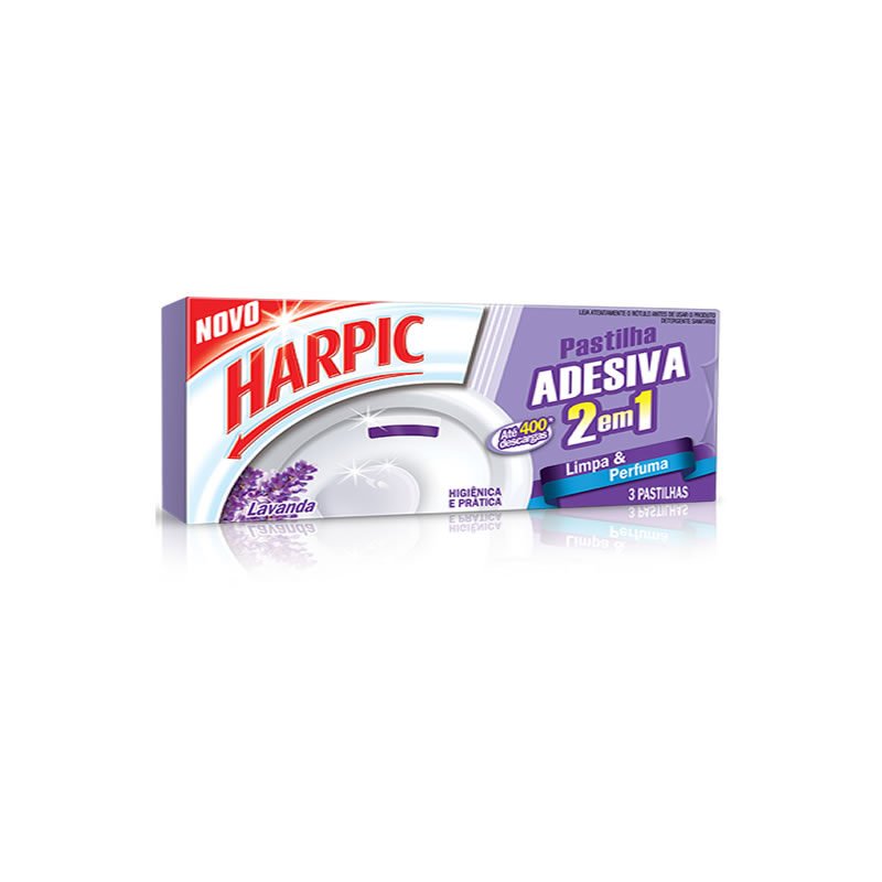 Pastilha Adesiva Harpic com 3 Unidades Lavanda
