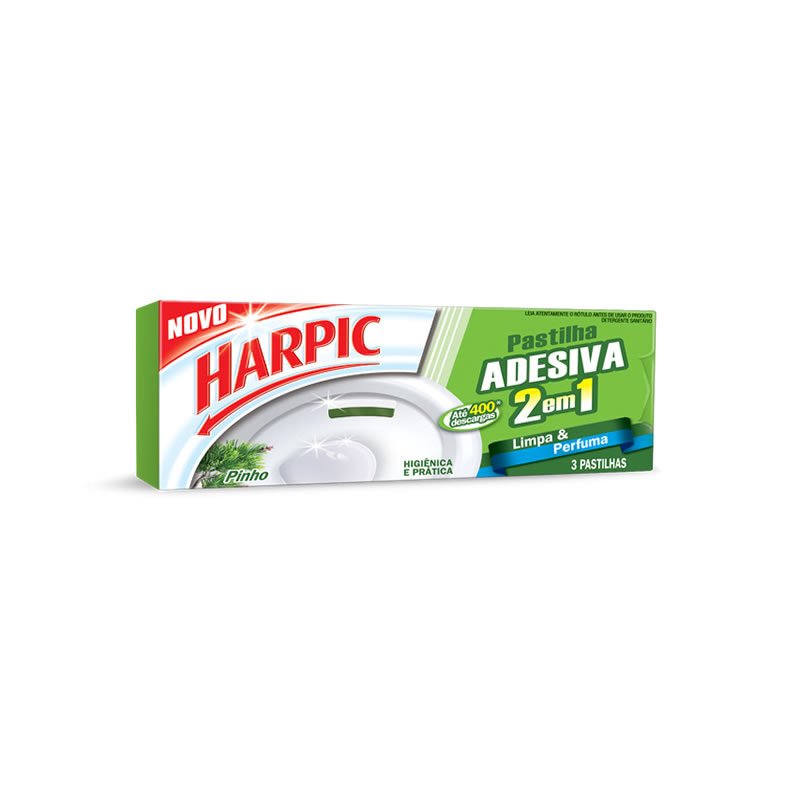 Pastilha Adesiva Harpic com 3 Unidades Pinho