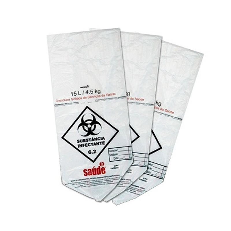 Pacote de Saco de lixo Branco Infectante 15 litros