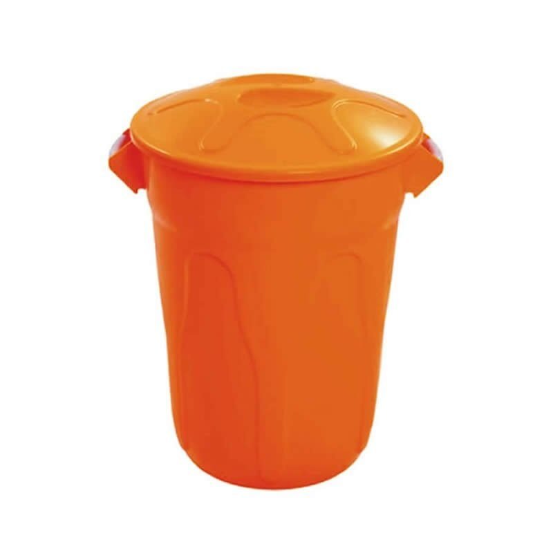 Cesto Plástico Tipo Balde Com Tampa 100 litros, Laranja CR100l