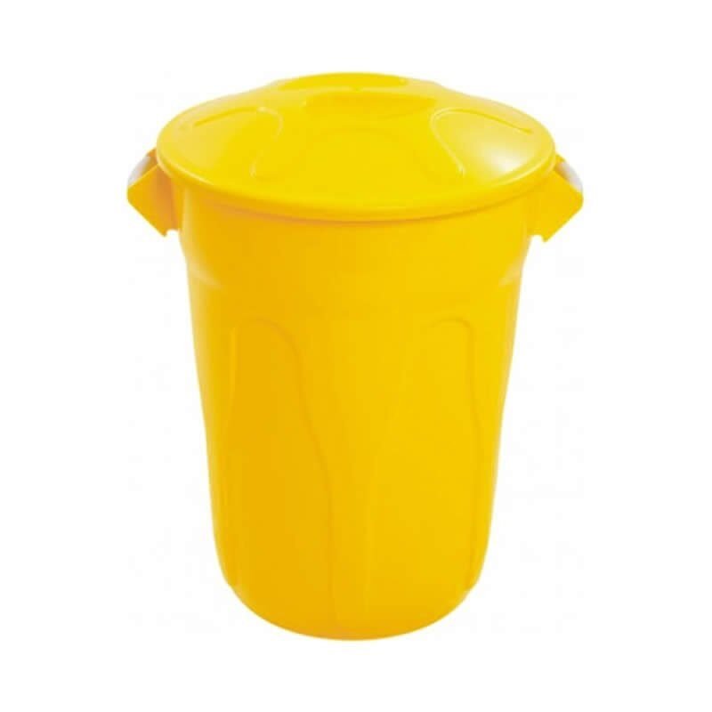 Cesto Plástico Tipo Balde Com Tampa 60 litros, Amarelo CR60am
