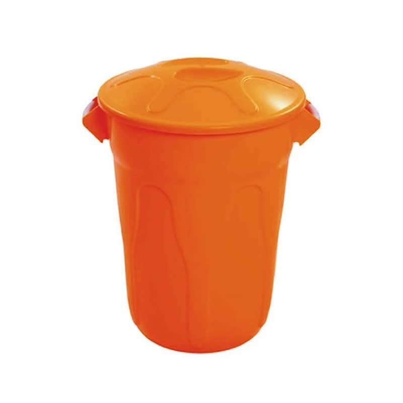 Cesto Plástico Tipo Balde Com Tampa 60 litros, Laranja CR60l