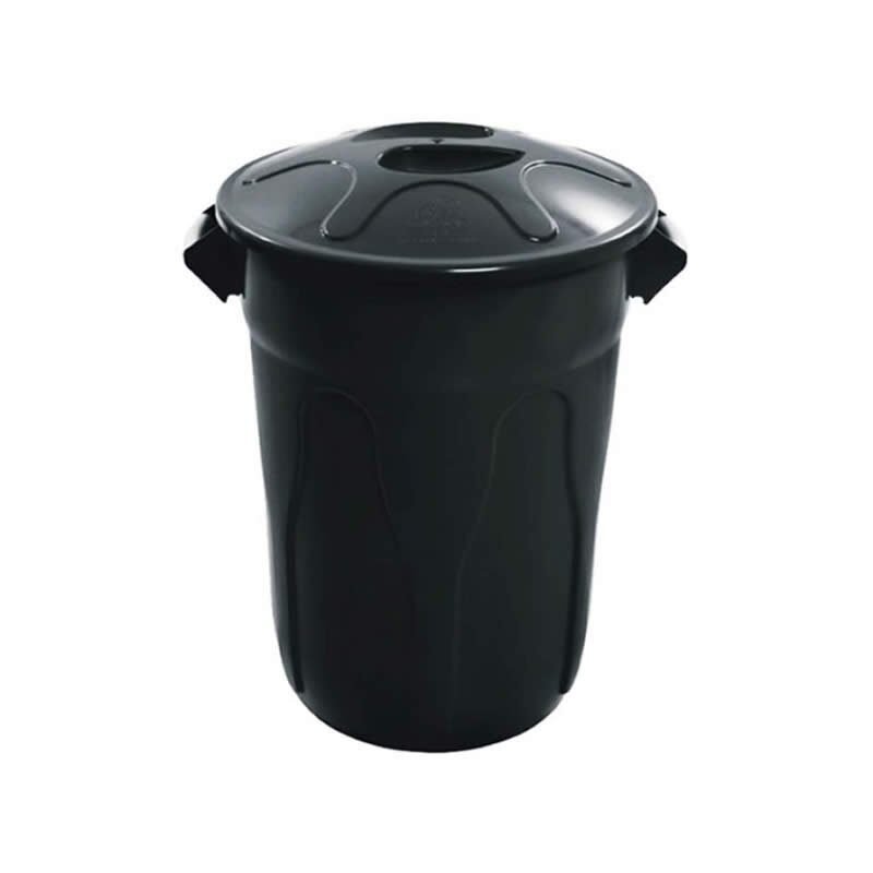 Cesto Plástico Tipo Balde Com Tampa 60 litros, Preto CR60p