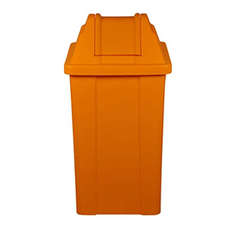 Cesto Laranja Quadrado Com Tampa Vai-Vem 100 Litros